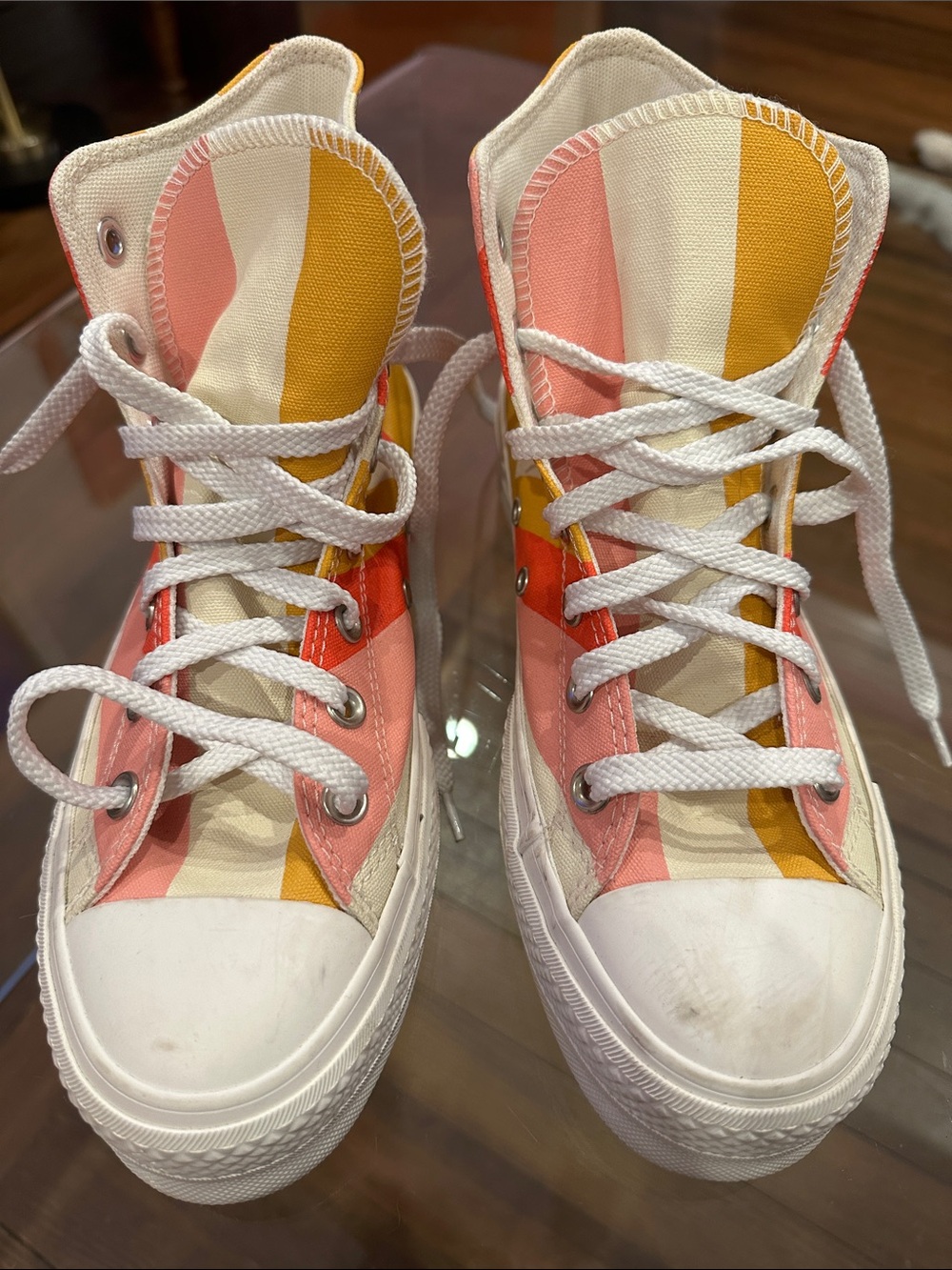 Converse Summer Spirit High-Top Sneakers in Pink, Yellow & Cream